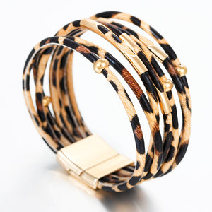Leopard Leather Bracelets Women