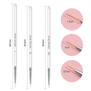 3PC Gel Nail Art Line Painting Brushes
