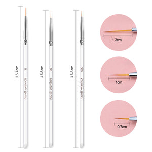 3PC Gel Nail Art Line Painting Brushes