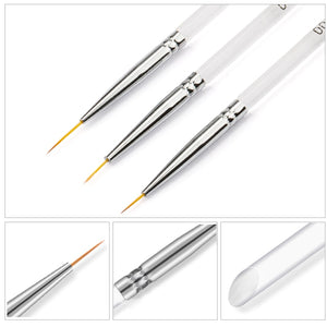 3PC Gel Nail Art Line Painting Brushes