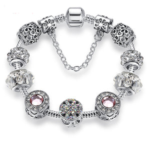 Silver Color Crystal Four Leaf Bracelet
