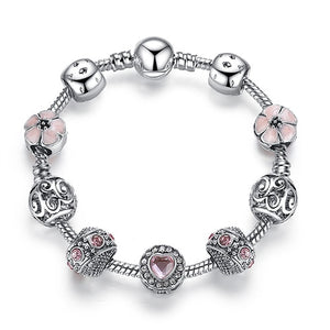 Silver Color Crystal Four Leaf Bracelet