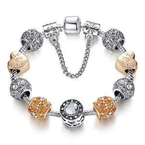 Silver Color Crystal Four Leaf Bracelet