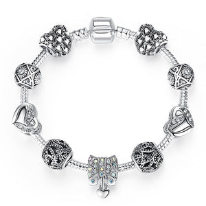 Silver Color Crystal Four Leaf Bracelet