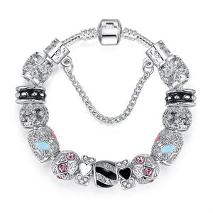 Silver Color Crystal Four Leaf Bracelet