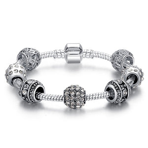 Silver Color Crystal Four Leaf Bracelet