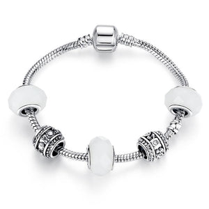 Silver Color Crystal Four Leaf Bracelet