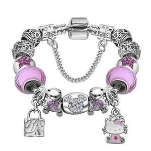 Silver Color Crystal Four Leaf Bracelet