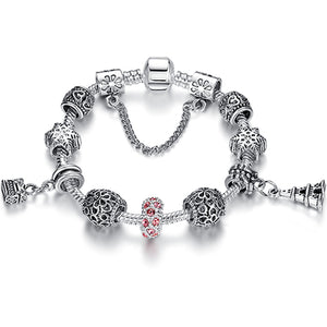 Silver Color Crystal Four Leaf Bracelet