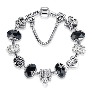 Silver Color Crystal Four Leaf Bracelet