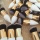 Single chubby Wooden White Gold Brush