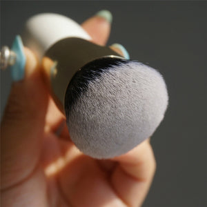 Single chubby Wooden White Gold Brush
