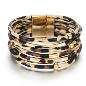 Leopard Leather Bracelets Women