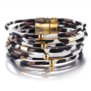 Leopard Leather Bracelets Women
